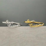 Personalized Double Names Bracelet Stainless Steel Cuff Bangle