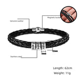 Personalized Men's Braided Leather Bracelet with Name Engraving