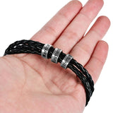 Personalized Men's Braided Leather Bracelet with Name Engraving