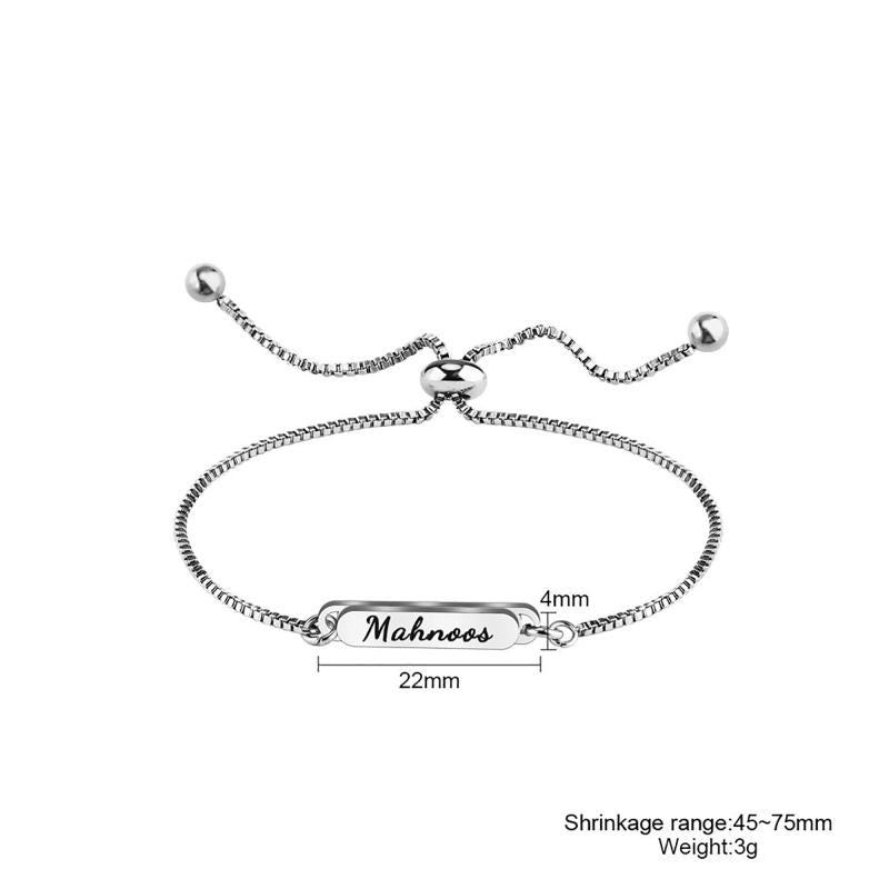 Custom Engrave Heart Bracelet Stainless Steel Name Date Gift