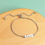 Custom Engrave Heart Bracelet Stainless Steel Name Date Gift