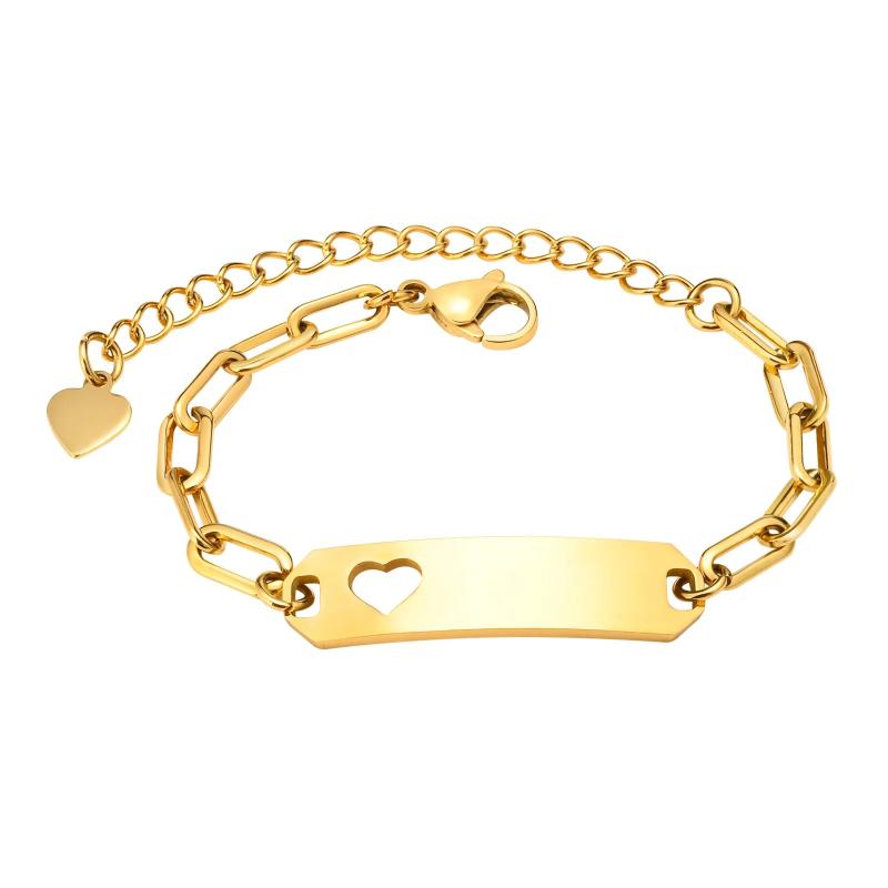 Engravable Name ID Bar Bracelet Stainless Steel Chain Personalized Gift