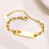 Engravable Name ID Bar Bracelet Stainless Steel Chain Personalized Gift