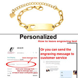 Engravable Name ID Bar Bracelet Stainless Steel Chain Personalized Gift