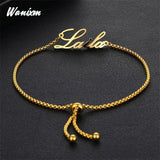 Name Bracelet Women Stainless Steel Adjustable Stretch Arabic Letter
