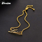 Name Bracelet Women Stainless Steel Adjustable Stretch Arabic Letter