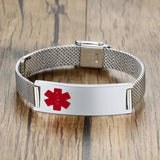 Medical Alert Mesh Bracelet ID Diabetic Women Men Allergy Emergency