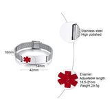 Medical Alert Mesh Bracelet ID Diabetic Women Men Allergy Emergency