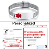 Medical Alert Mesh Bracelet ID Diabetic Women Men Allergy Emergency
