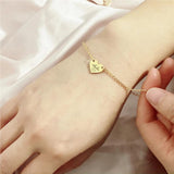 Engraved Script Name Heart Bracelet Stainless Steel Charm Jewelry