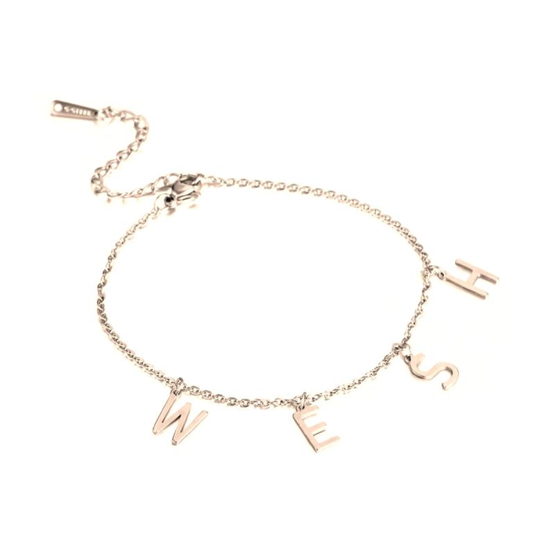 Sipuris Letter Bracelet Stainless Steel Personalized Name Jewelry