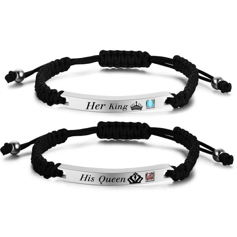 Personalized Couple Bracelet Nylon Braided Name Date Bracelet