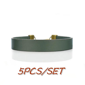 5PCS/SET Engraved Leather Bracelets DIY Bangle Jewelry