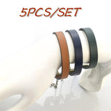 5PCS/SET Engraved Leather Bracelets DIY Bangle Jewelry