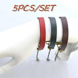 5PCS/SET Engraved Leather Bracelets DIY Bangle Jewelry