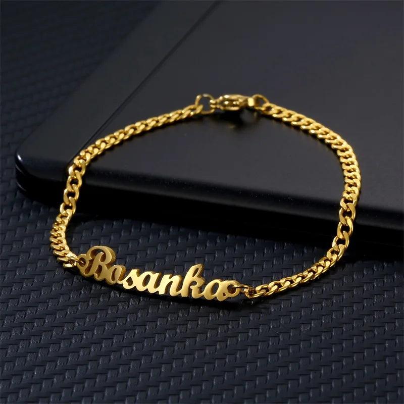 Personalized Stainless Steel Cuban Chain Name Bracelet for Women