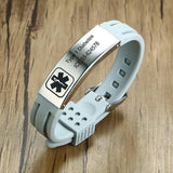 Rubber Brands Silicone Bracelet Men Slide Adjustable Medical Alert Sign