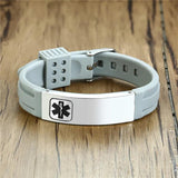 Rubber Brands Silicone Bracelet Men Slide Adjustable Medical Alert Sign