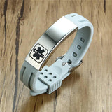 Rubber Brands Silicone Bracelet Men Slide Adjustable Medical Alert Sign