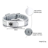 Rubber Brands Silicone Bracelet Men Slide Adjustable Medical Alert Sign
