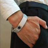 Rubber Brands Silicone Bracelet Men Slide Adjustable Medical Alert Sign