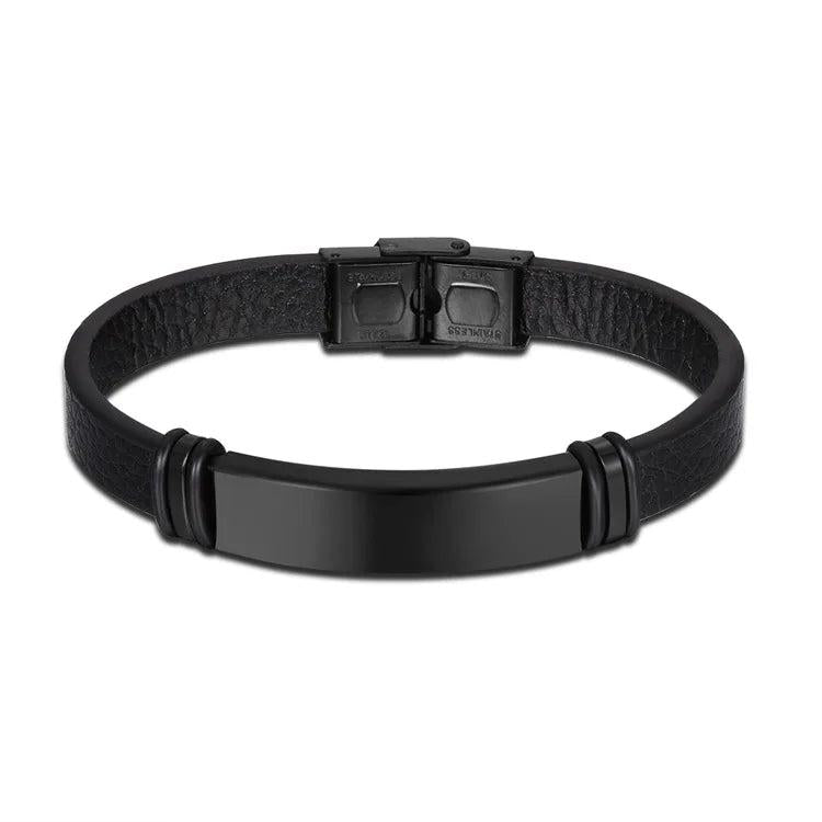 Custom Engraved Name Bracelet - Titanium Steel ID Bangle for Men