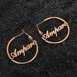 Personalised Name Hoop Earrings Stainless Steel 70MM Diameter Modern Brincos