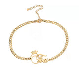 Personalized Name Bracelet Stainless Steel Cuban-Chain With Crown Gift