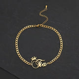 Personalized Name Bracelet Stainless Steel Cuban-Chain With Crown Gift