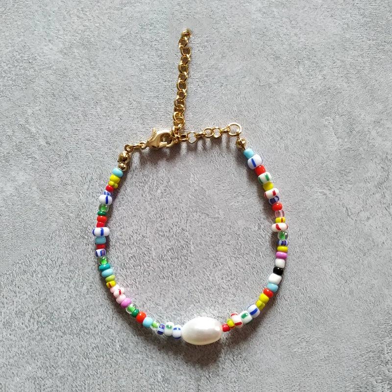 Boho Colored Rice Bead Bracelet Rainbow Bangle Christmas Gift