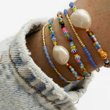 Boho Colored Rice Bead Bracelet Rainbow Bangle Christmas Gift