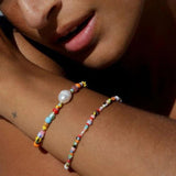 Boho Colored Rice Bead Bracelet Rainbow Bangle Christmas Gift