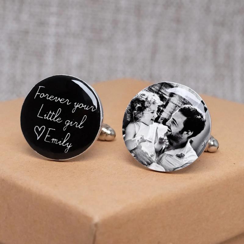 Personalized Photo Cufflinks Set Fathers Gift
