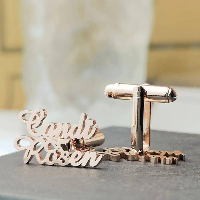 Personalized Name Alphabet Cufflinks Stainless Steel Wedding Cufflinks