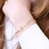 Name Bracelets Stainless Steel Cuban Chain Personalized Letter Bracelet