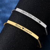 Engraved Name Bar Couple Bracelet Stainless Steel Adjustable