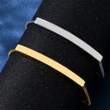Engraved Name Bar Couple Bracelet Stainless Steel Adjustable