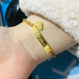 Personalized Stainless Steel Name Bracelet with Long Bar Engraving