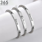 Personalized Stainless Steel Name Bead Bracelet - Engraved Date