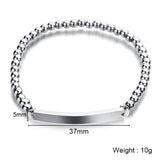 Personalized Stainless Steel Name Bead Bracelet - Engraved Date