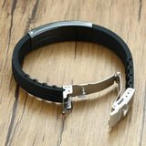Personalized 16mm Silicone Bracelet for Men with Stainless Steel Tag