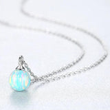 925 Silver 6mm Red Fire Opal Birthstone Pendant Necklace for Women