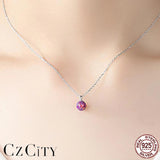 925 Silver 6mm Red Fire Opal Birthstone Pendant Necklace for Women