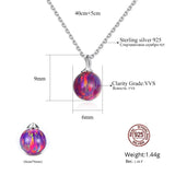 925 Silver 6mm Red Fire Opal Birthstone Pendant Necklace for Women