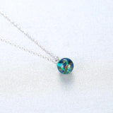 925 Silver 6mm Red Fire Opal Birthstone Pendant Necklace for Women