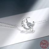 CZ 925 Silver Circle Collier Chain Link Necklace