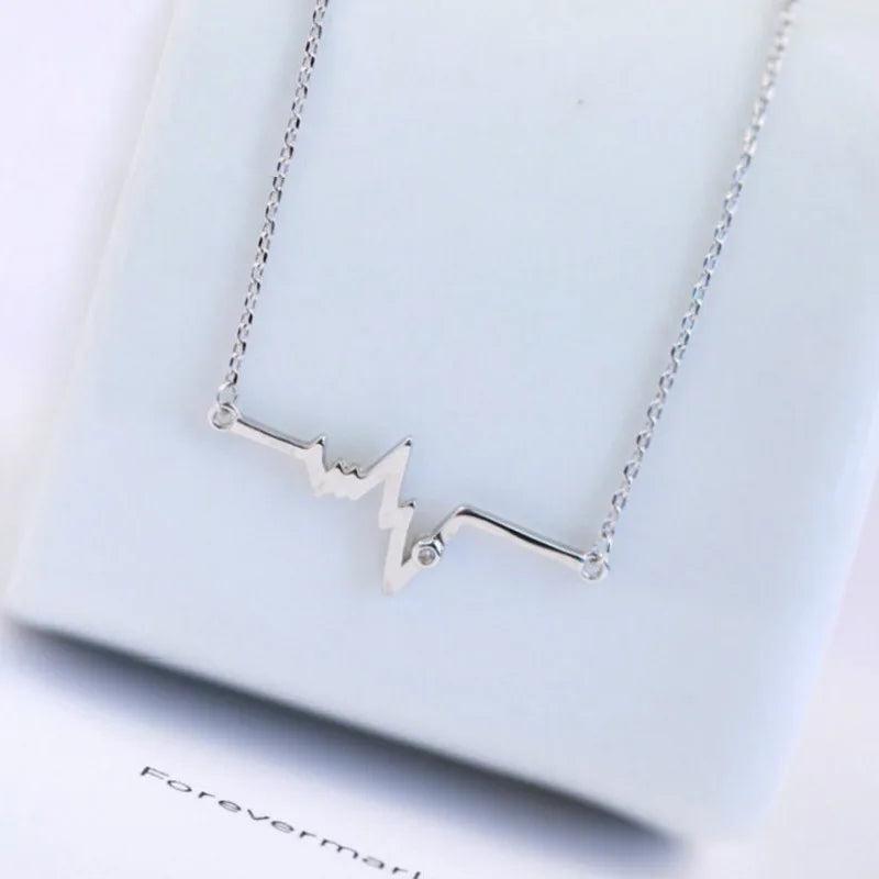 925 Silver Heartbeat Necklace Women Fine Jewelry