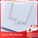 925 Silver Heartbeat Necklace Women Fine Jewelry