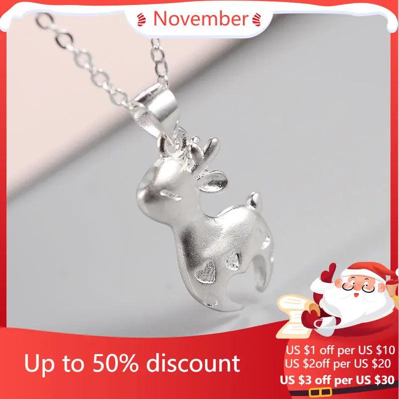 925 Silver Deer Necklace Pendant for Women - Hot Pure Silver Jewelry Gift