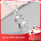 925 Silver Deer Necklace Pendant for Women - Hot Pure Silver Jewelry Gift